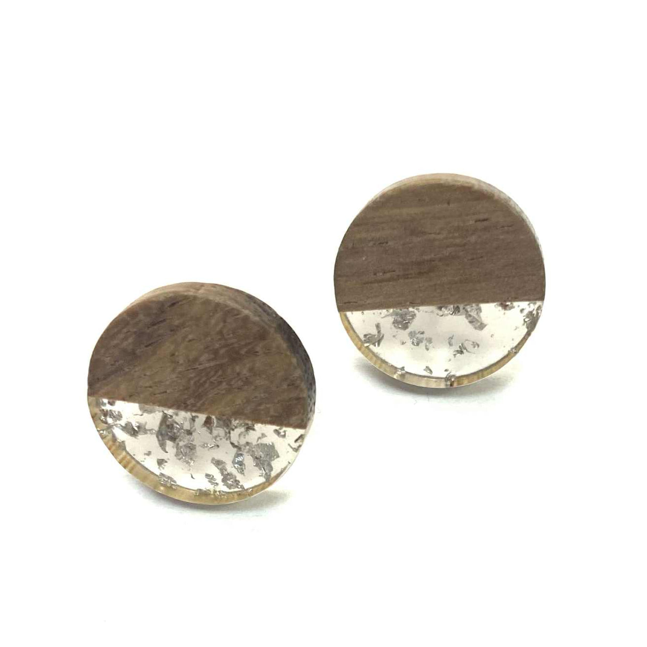 Boucles d'oreilles - Cercle de bois paillettes - Rouge Inox