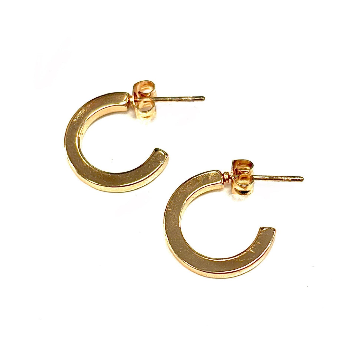 Boucles d'oreilles - Demis Anneaux Plats - Rouge Inox