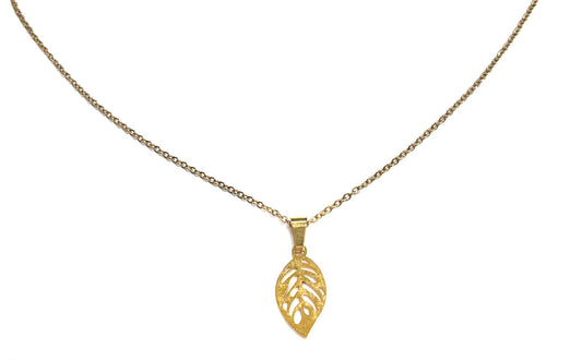 Collier feuille en or - Rouge inox