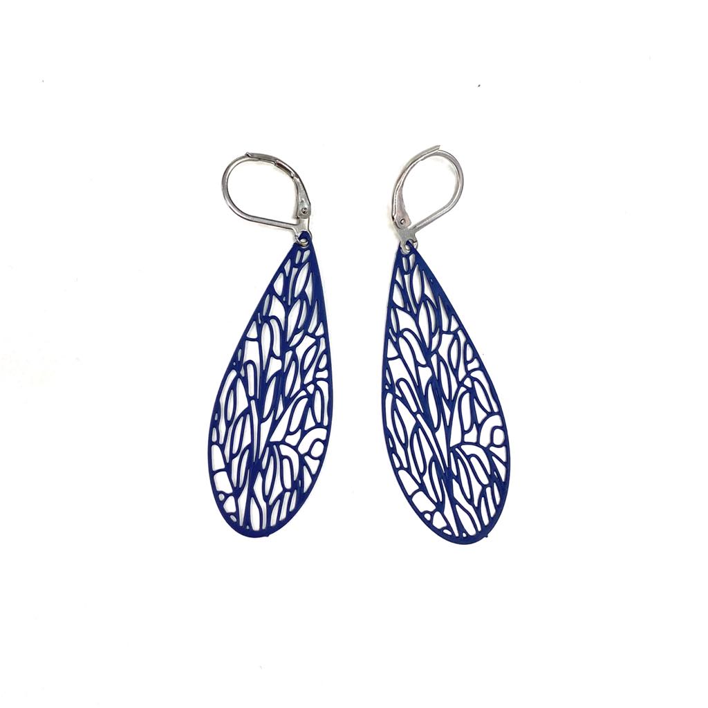 Boucles d'oreilles - Goutte organique - Rouge Inox - 5 couleurs différentes