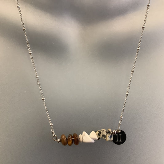 Gemini Zodiac Stone Necklace - Red Stainless Steel