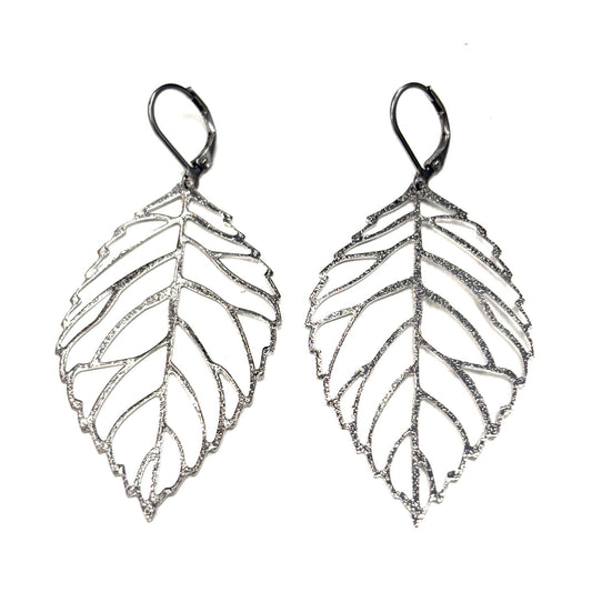 Boucles d'oreilles - Feuille moyenne brillante - Rouge Inox (3 couleurs différentes)