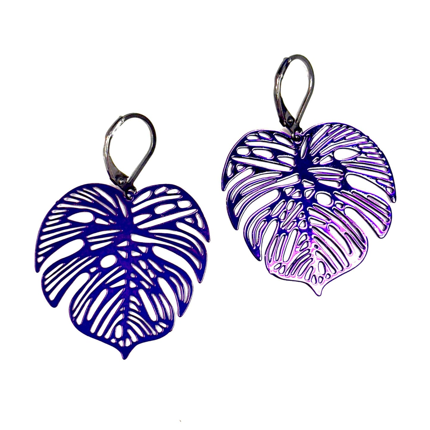 Boucles d'oreilles - Feuille Monstera - Rouge Inox (12 couleur différentes)