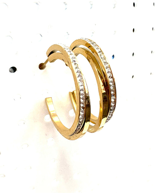 BO double anneaux brillant - Rouge Inox