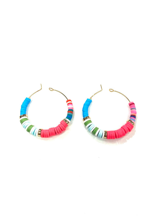 Boucles d'oreilles colorées - Bleu - Rouge Inox