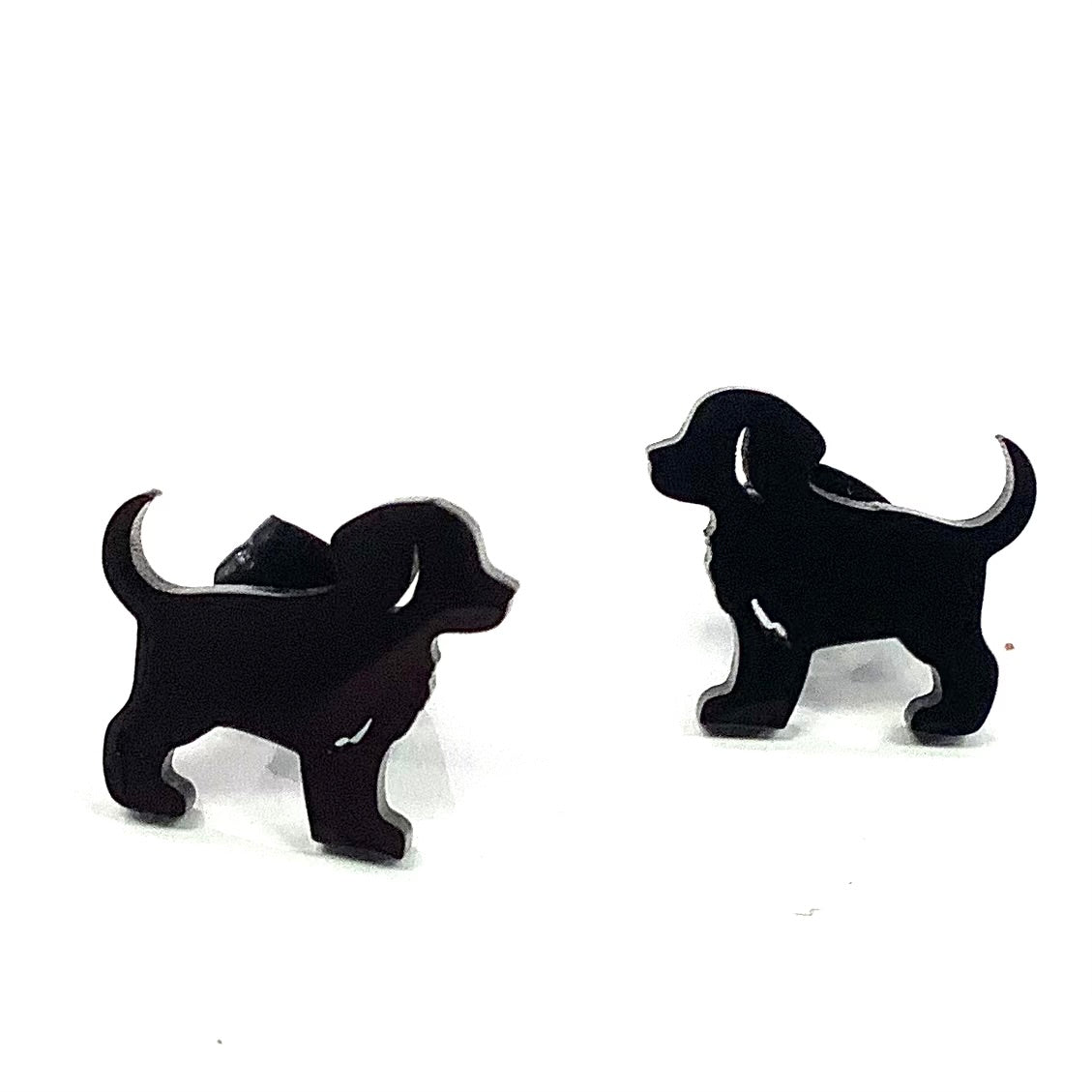 Boucles d'oreilles - Chiot de profil - 3 variantes - or, argent ou noir - Rouge Inox