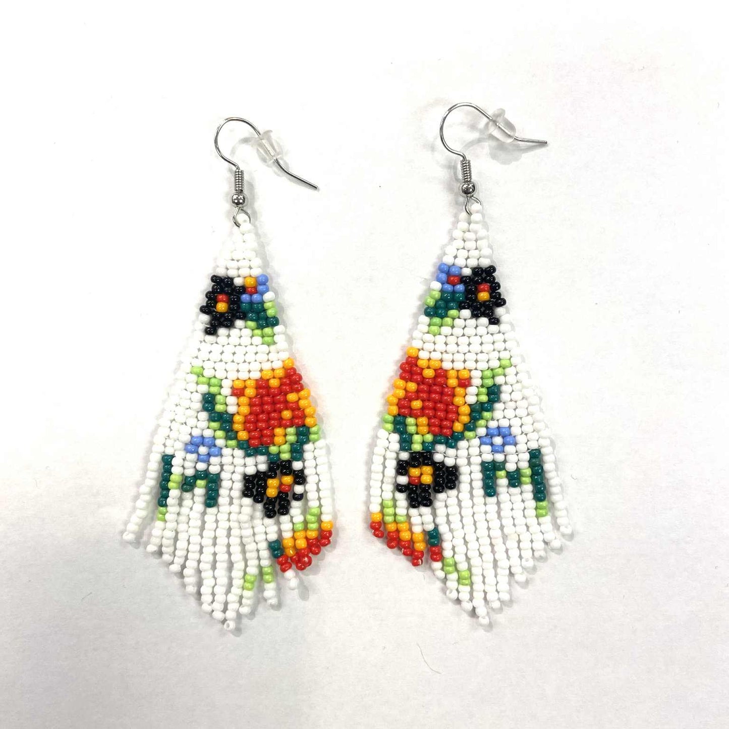 Boucles d'oreilles - Perlage - Fleurs abstraites - 2 couleurs offertes - Rouge Inox