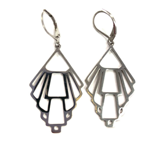Boucles d'oreilles - Coquillage - Argent - Rouge Inox