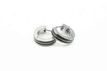 Charger l&#39;image dans la galerie, Boucles d&#39;oreilles  - anneaux double lignes - Rouge Inox
