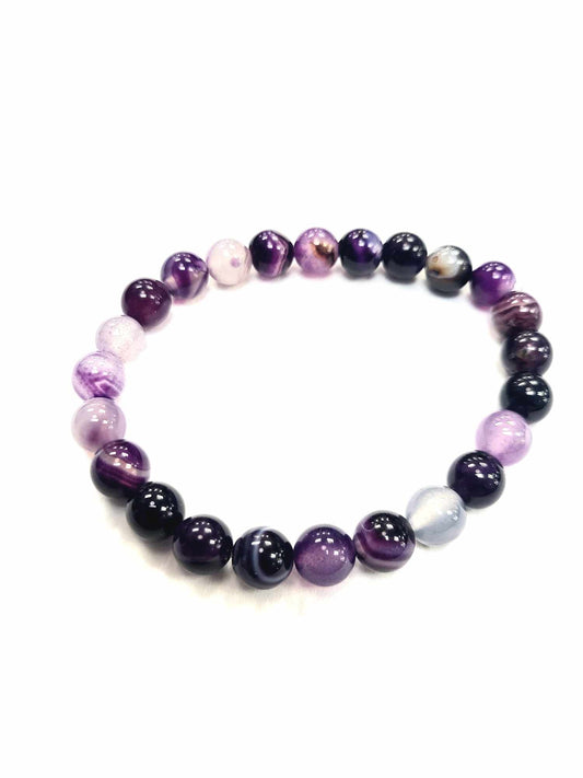 Bracelet - Agathe rayée - violette - Rouge Bijoux