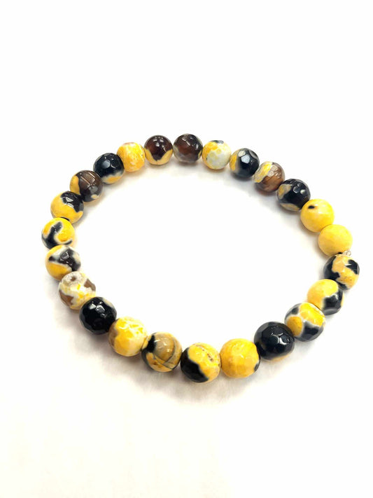 Bracelet - Agathe de feu - Jaune-soleil - Rouge Bijoux