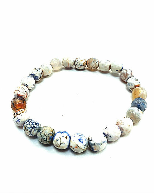 Bracelet - Agate de feu - noir-rouge brûlé - pierre fine - Rouge Bijoux