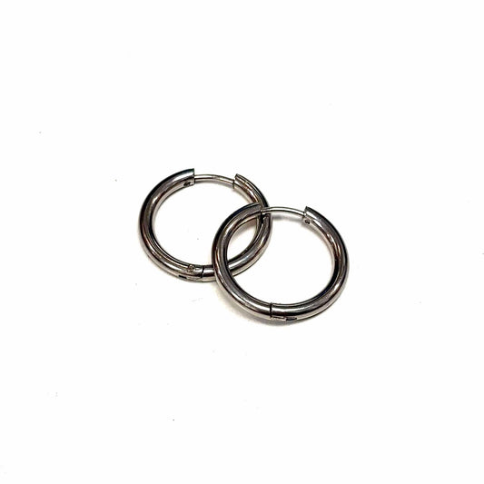 Boucles d'oreilles  - anneaux ronds grands  - Rouge Inox