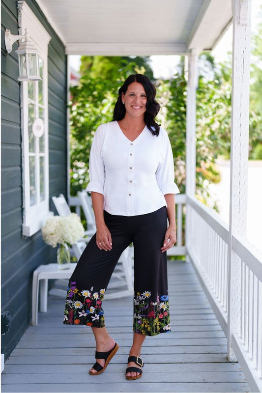 Gaucho 7/8 Amaretto - Noir et fleuri