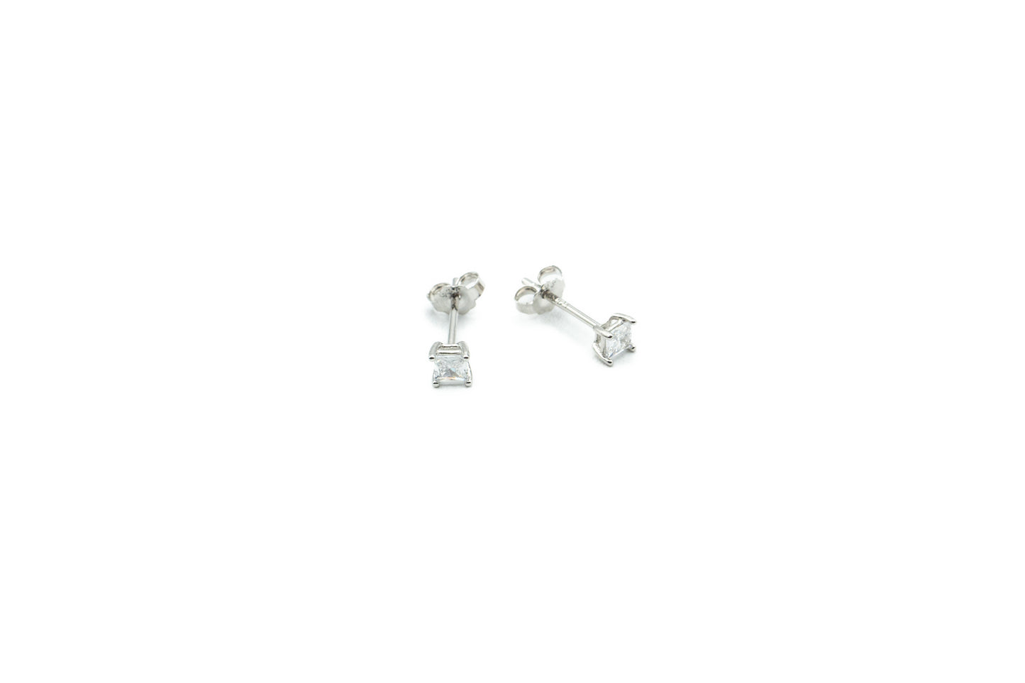 Boucles d'oreilles - Carré 3.5mm - Avril (Diamant) - Rouge Argent 9.25
