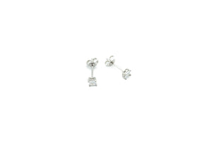 Boucles d'oreilles - Carré 3.5mm - Blanc - Rouge Argent 9.25