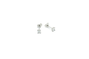 Boucles d'oreilles - Carré 3.5mm - Blanc - Rouge Argent 9.25