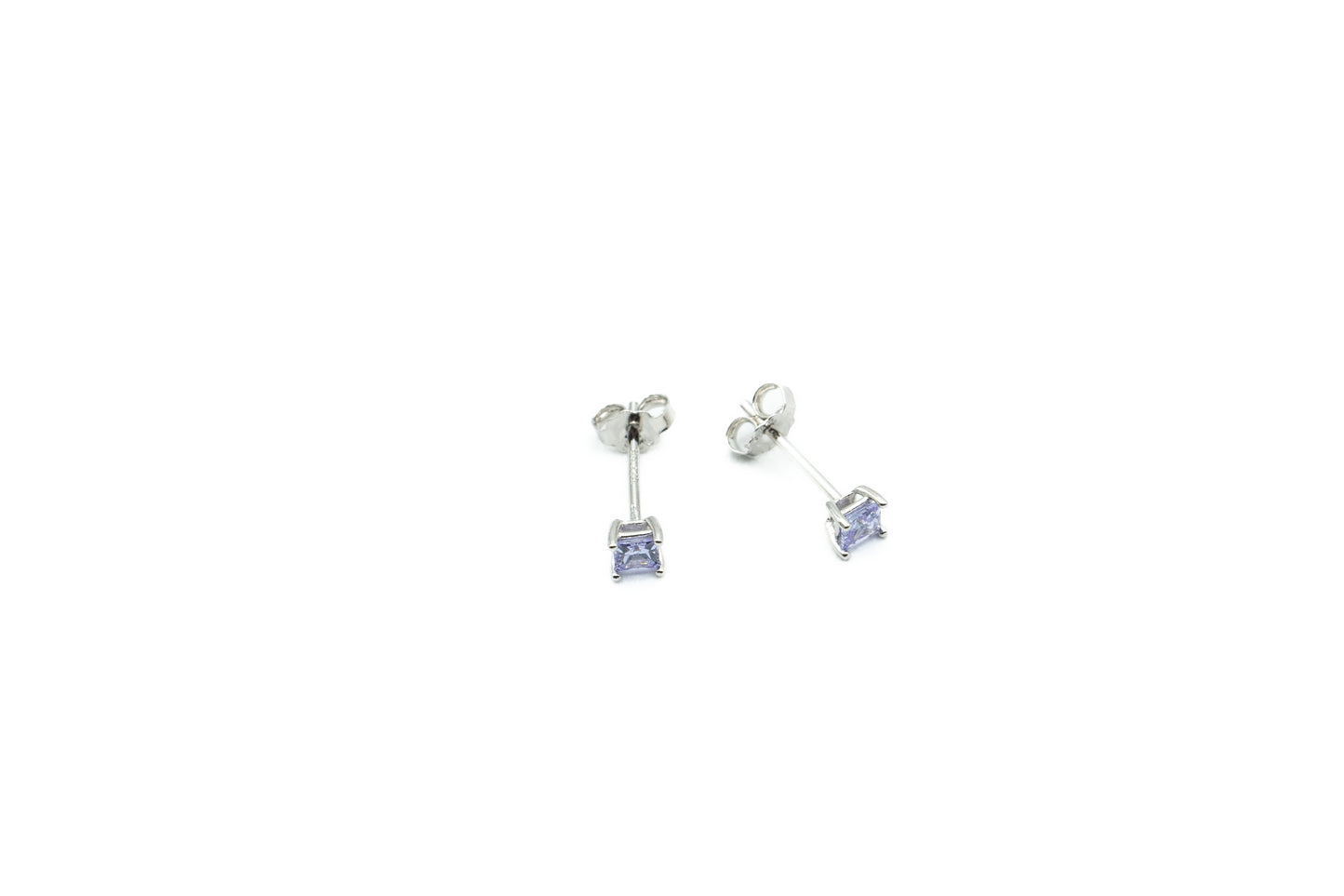 Boucles d'oreilles - Carré 3.5mm - Lavande - Rouge Argent 9.25