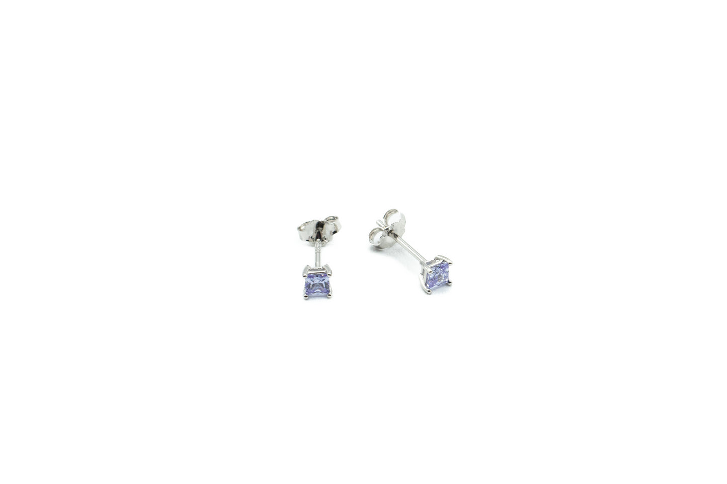 Boucles d'oreilles - Carré 3.5mm - Lavande - Rouge Argent 9.25