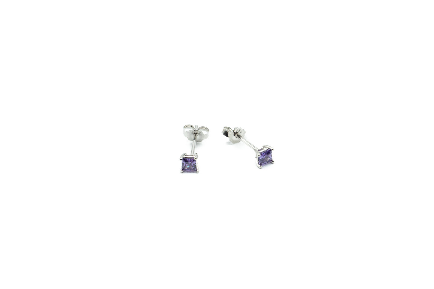 Boucles d'oreilles - Carré 3.5mm - Mauve - Rouge Argent 9.25