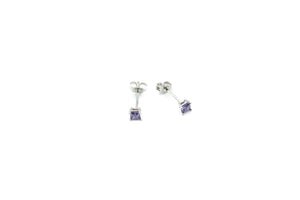 Boucles d'oreilles - Carré 3.5mm - Mauve - Rouge Argent 9.25