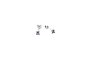 Boucles d'oreilles - Carré 3.5mm - Mauve - Rouge Argent 9.25