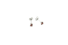 Charger l&#39;image dans la galerie, Boucles d&#39;oreilles - Carré 3.5mm - Rouge Rose - Rouge Argent 9.25
