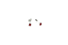 Charger l&#39;image dans la galerie, Boucles d&#39;oreilles - Carré 3.5mm - Rouge - Rouge Argent 9.25
