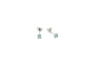 Boucles d'oreilles - Carré 3.5mm -  Bleu P - Rouge Argent 9.25