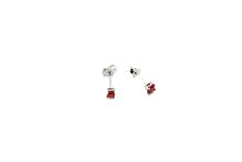 Charger l&#39;image dans la galerie, Boucles d&#39;oreilles - Carré 3.5mm - Rouge - Rouge Argent 9.25
