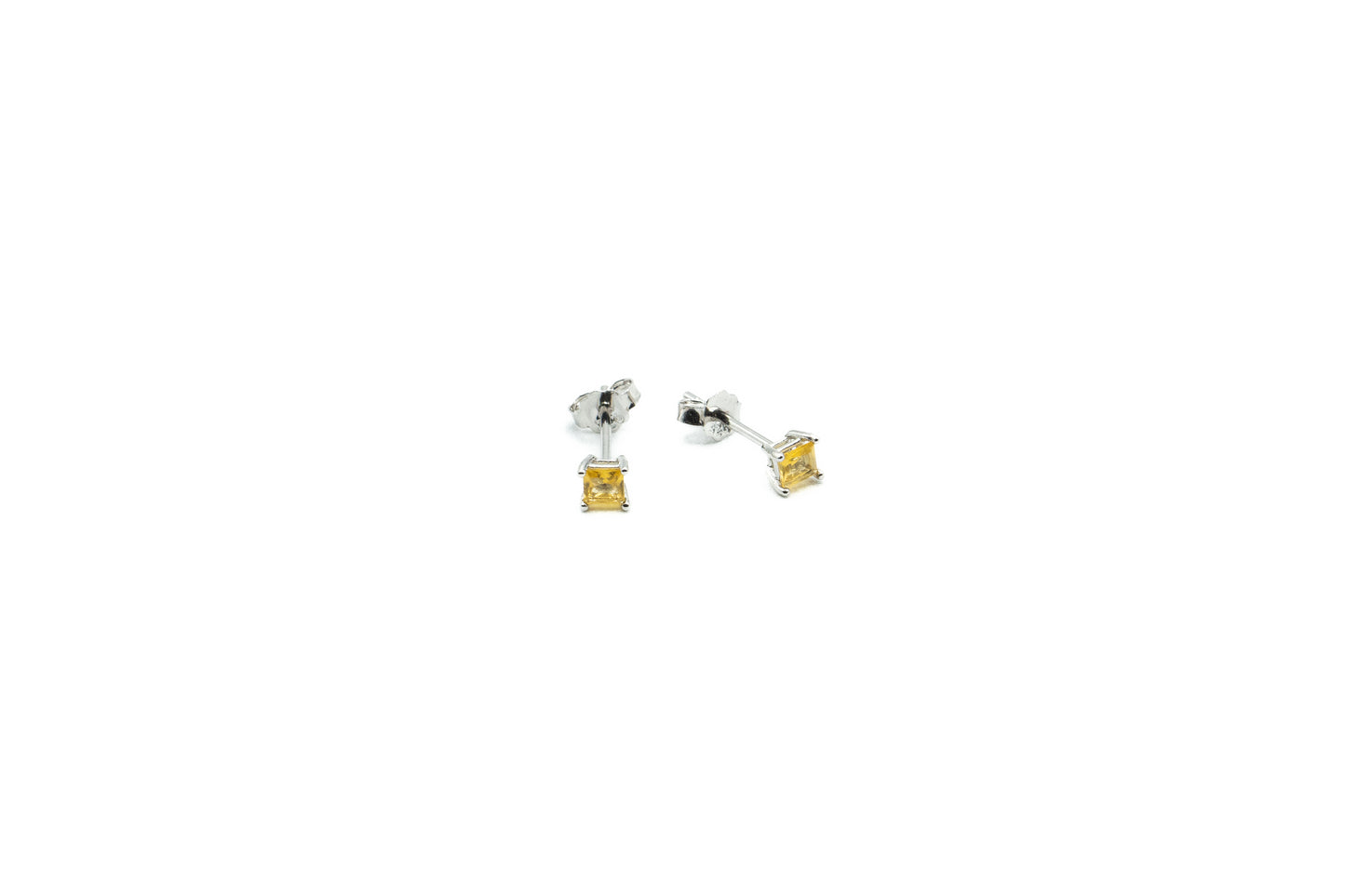 Boucles d'oreilles - Carré 3.5mm -  Novembre (topaze-jaune) - Rouge Argent 9.25