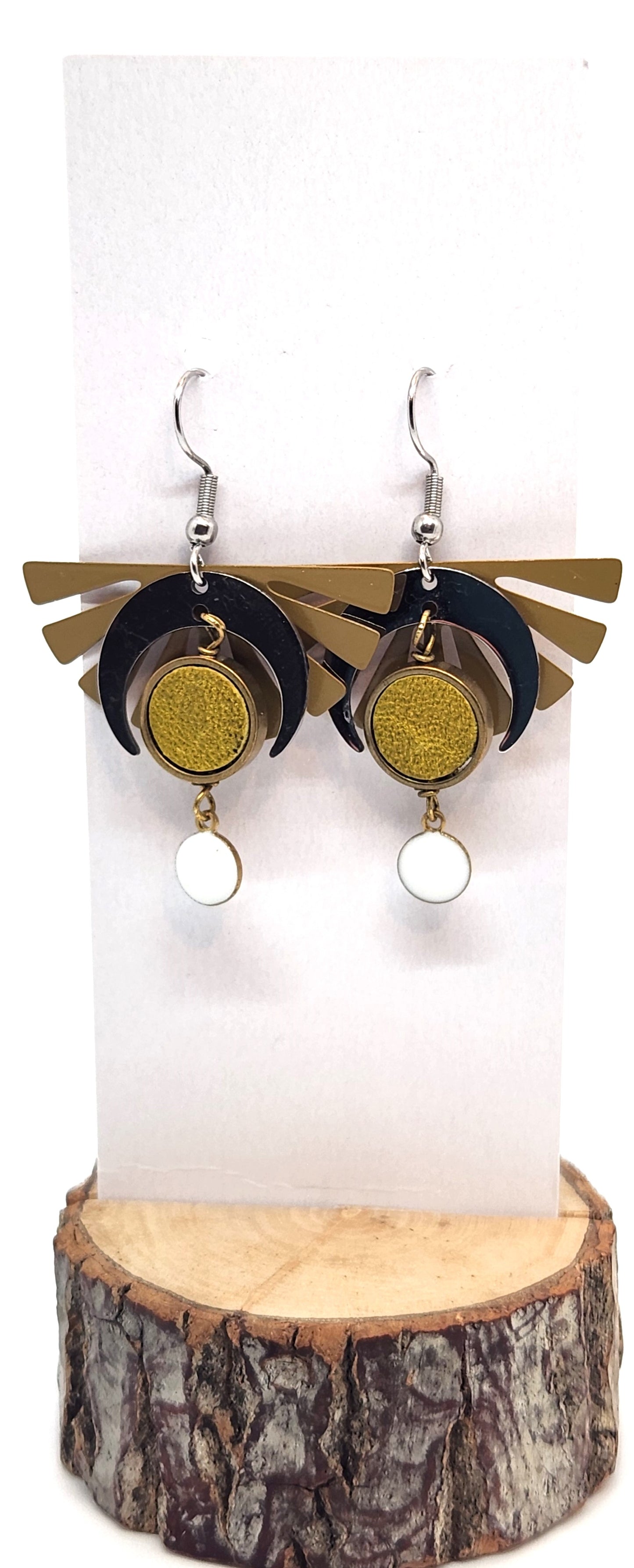 Boucles d'oreilles - Croissant - C Jaune - Création Fish