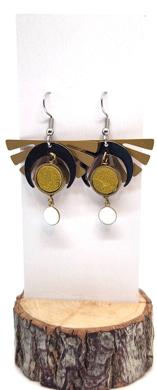 Boucles d'oreilles - Croissant - C Jaune - Création Fish