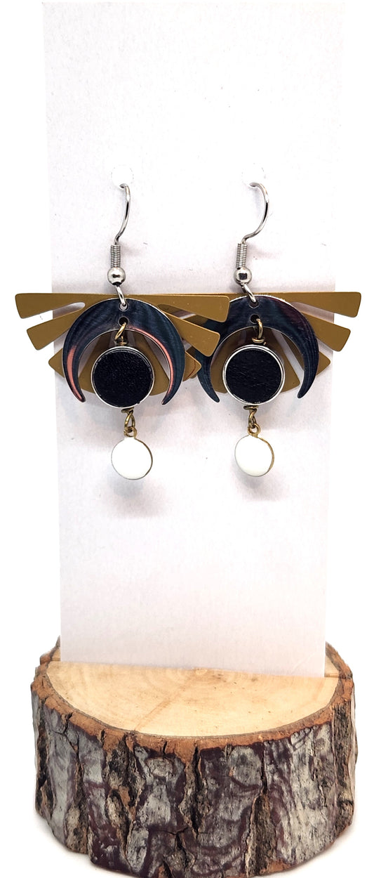 Boucles d'oreilles - Croissant - C Noir - Création Fish