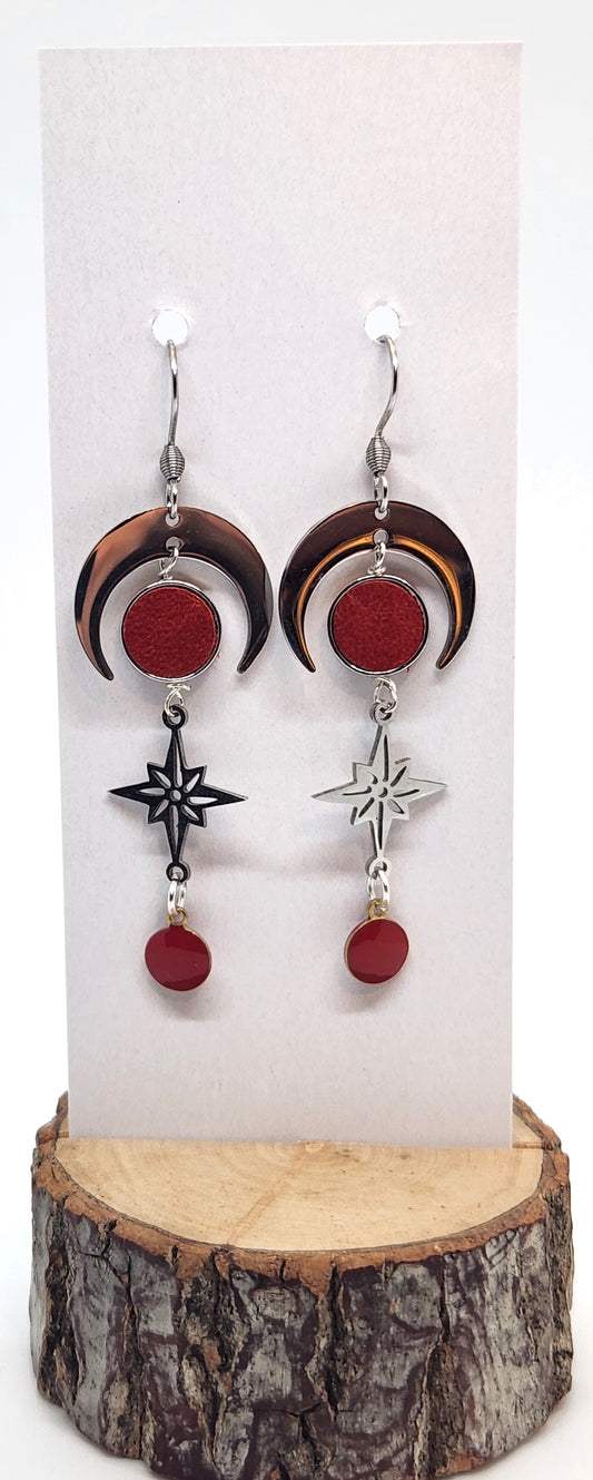 Boucles d'oreilles - Étoile du Nord - Rouge - AG- Création Fish