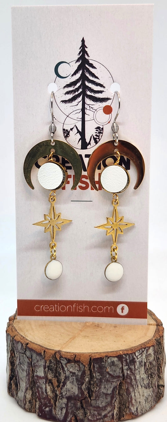 Boucles d'oreilles - Étoile du Nord - C Blanc - OR - Création Fish