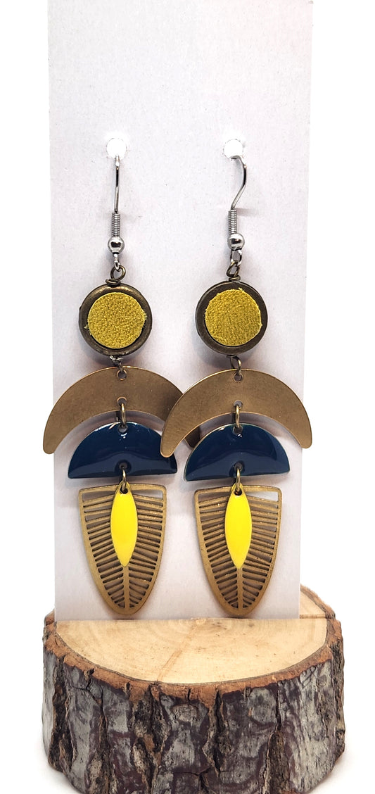 Boucles d'oreilles - Feuille - C Jaune - Création Fish