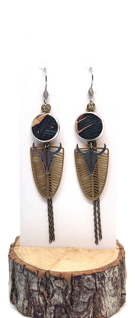 Boucles d'oreilles - St-Tite - Jungle - Création Fish