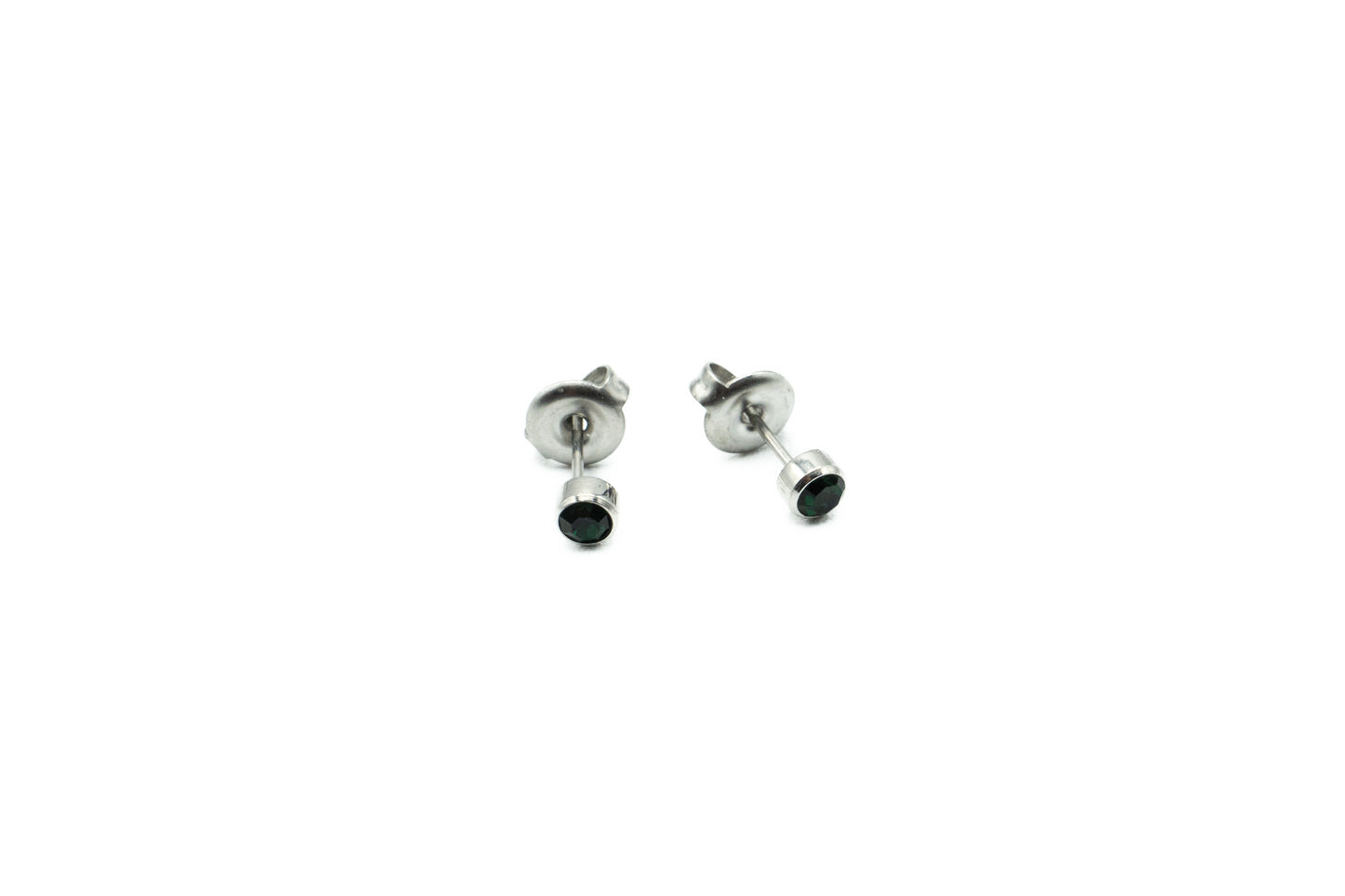 Boucles d'oreilles - Vert Emeraude - Argent - Rouge Inox