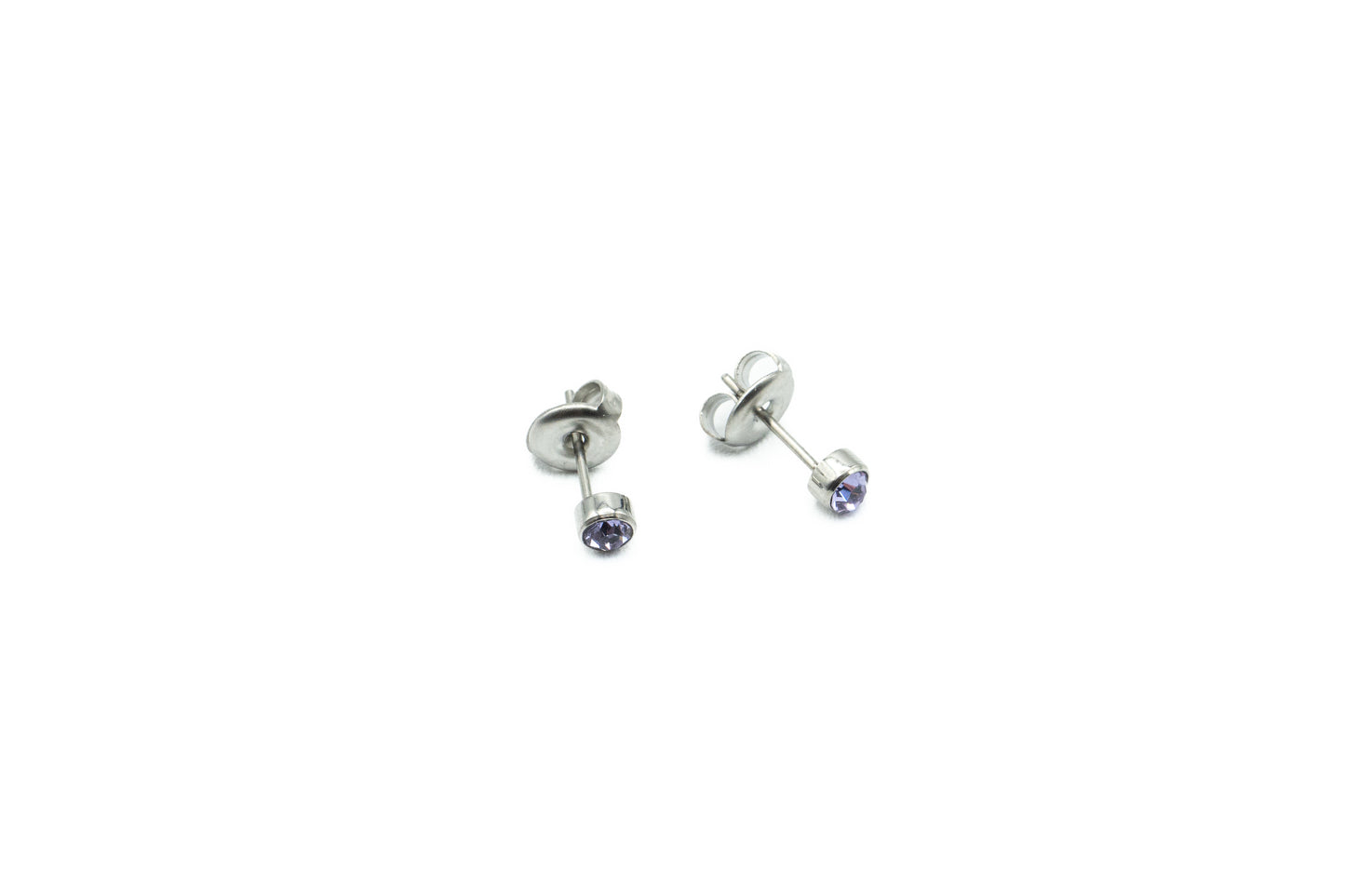 Earrings - Lavender - Silver - Red Stainless Steel