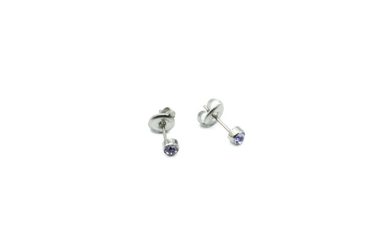 Earrings - Lavender - Silver - Red Stainless Steel