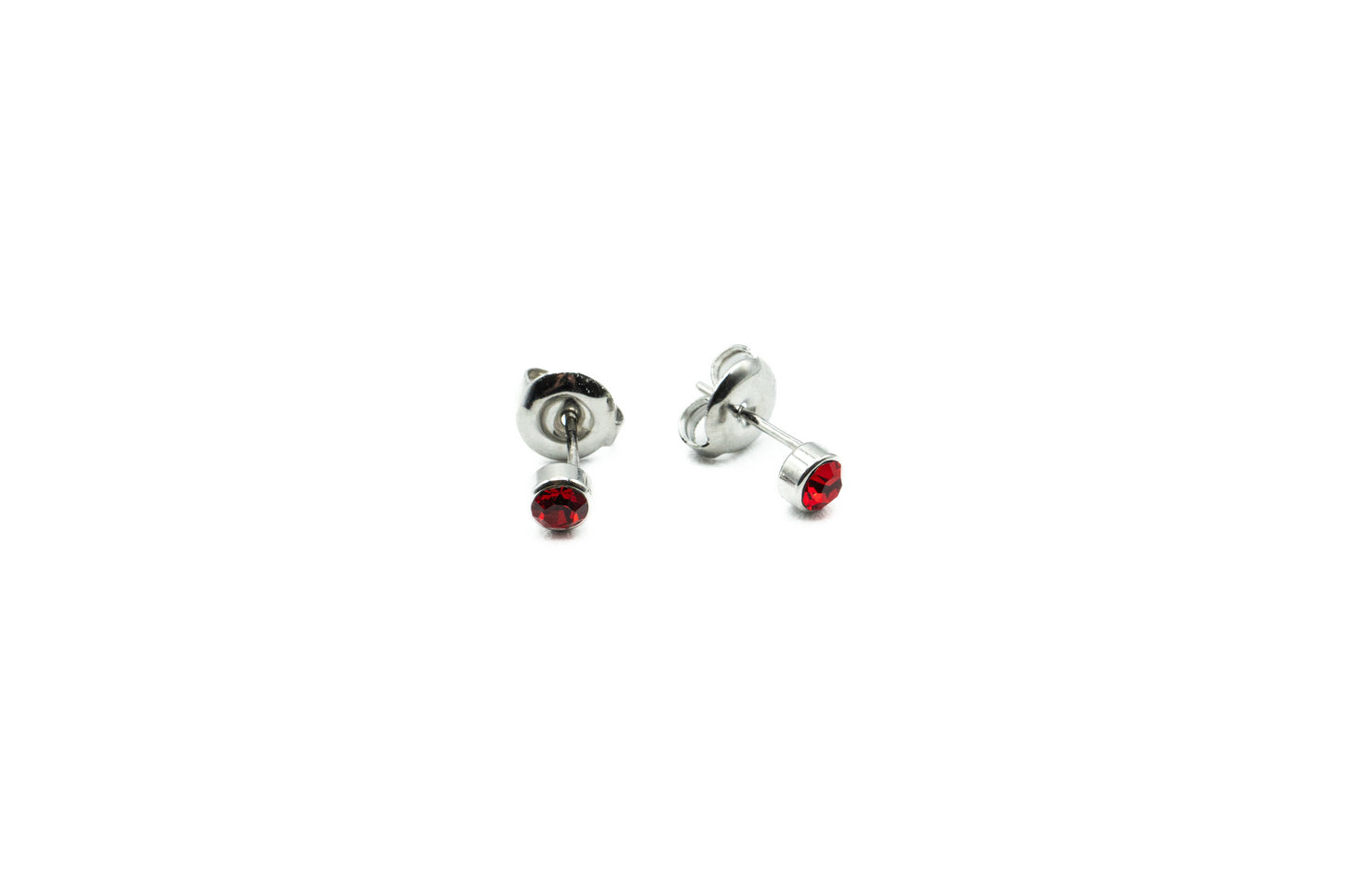 Boucles d'oreilles - Rouge - Argent - Rouge Inox