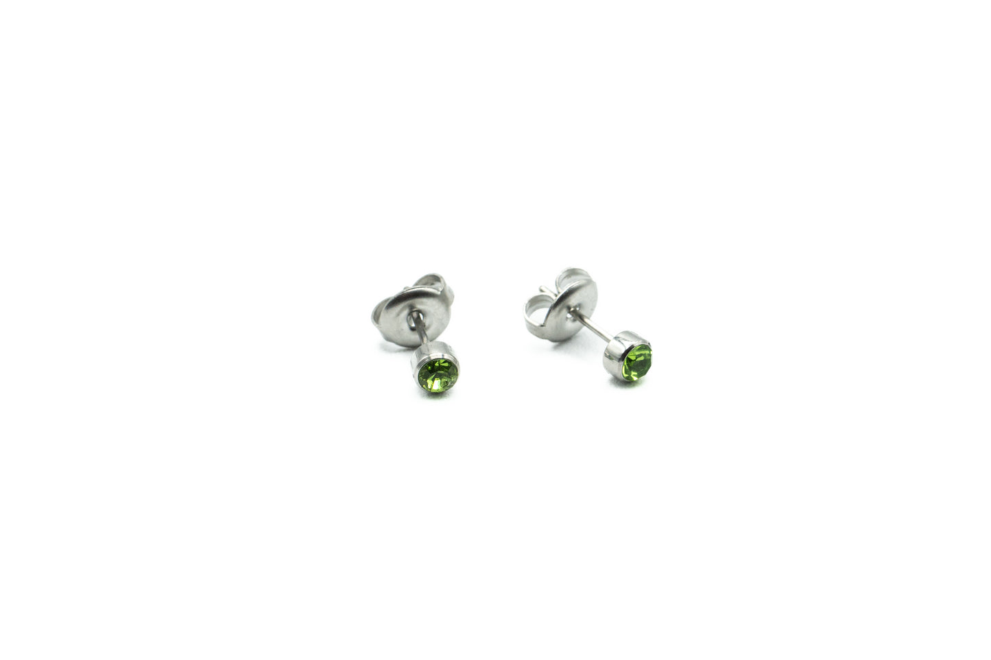 Earrings - Green - Silver - Red Stainless Steel
