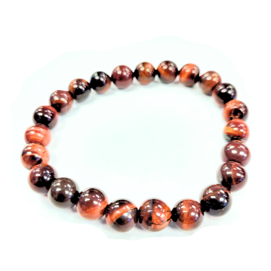 Bracelet - Oeuil de Tigre rouge - Pierres Fines - Rouge Bijoux