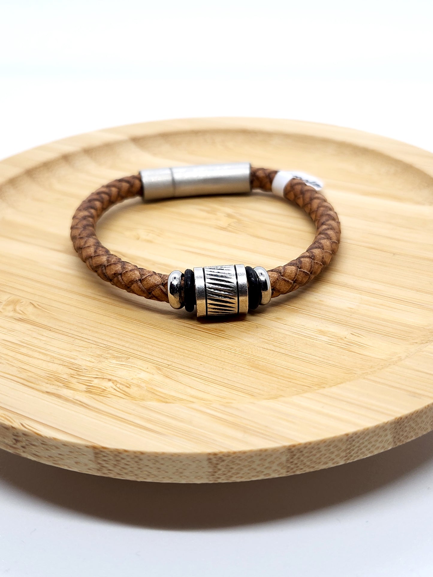 Bracelet de cuir tan grandeur 15 - Création Fish