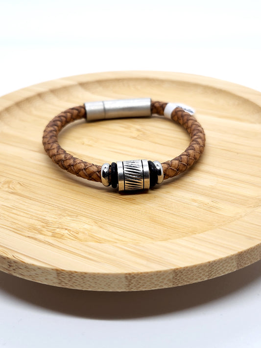 Bracelet de cuir tan grandeur 15 - Création Fish
