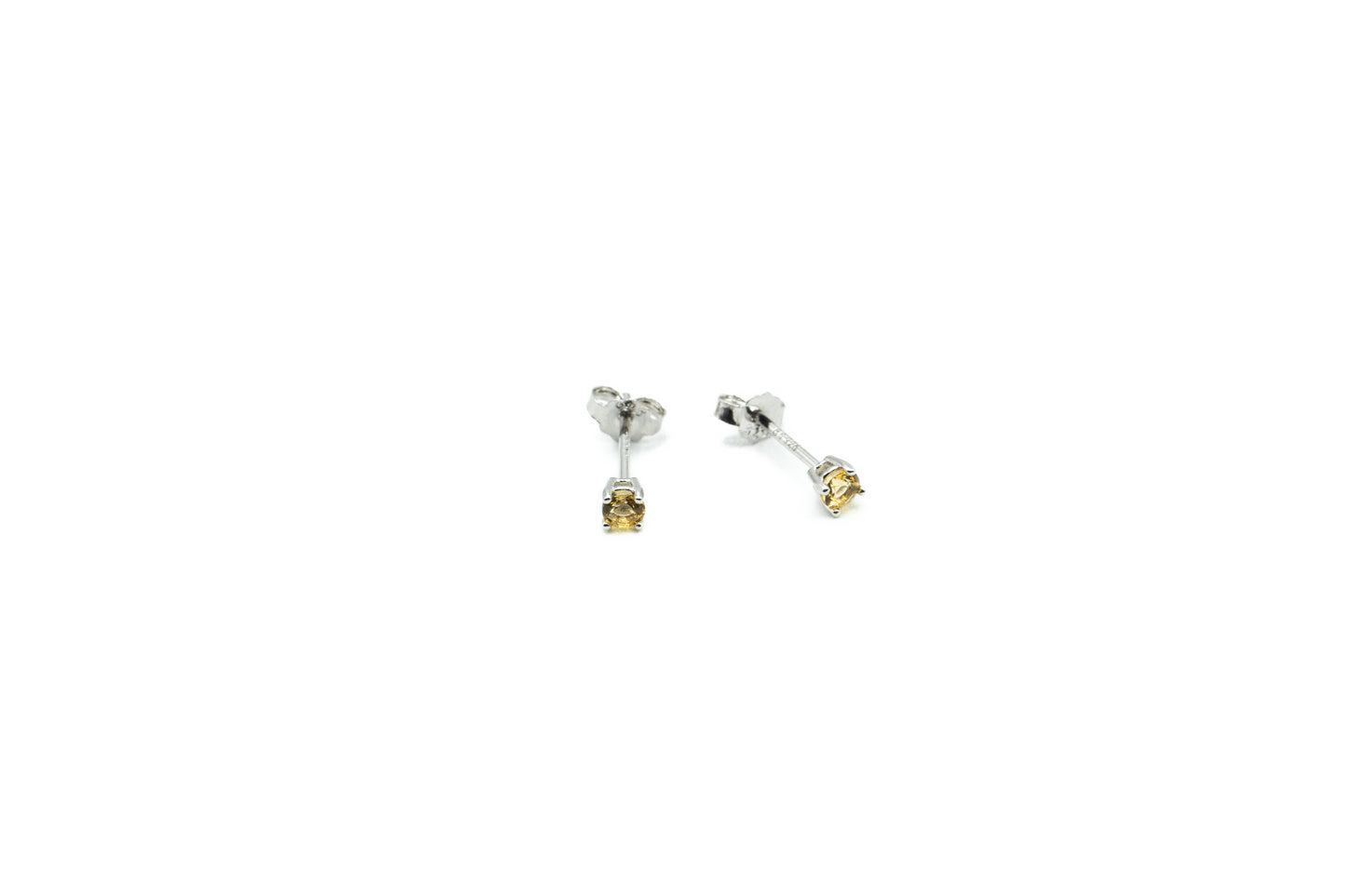 Boucles d'oreilles - Rond 3mm - Novembre (Topaz Jaune) - Rouge Argent 9.25
