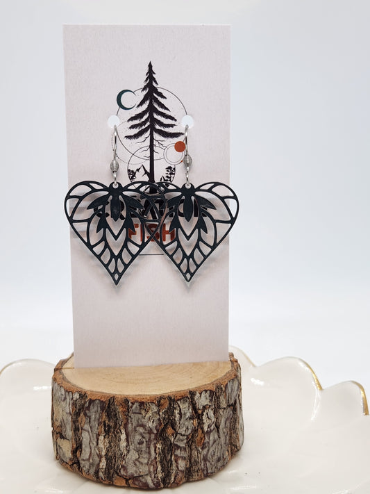 Boucles d'oreilles - Coeur Mandala - inox  -  Création Fish