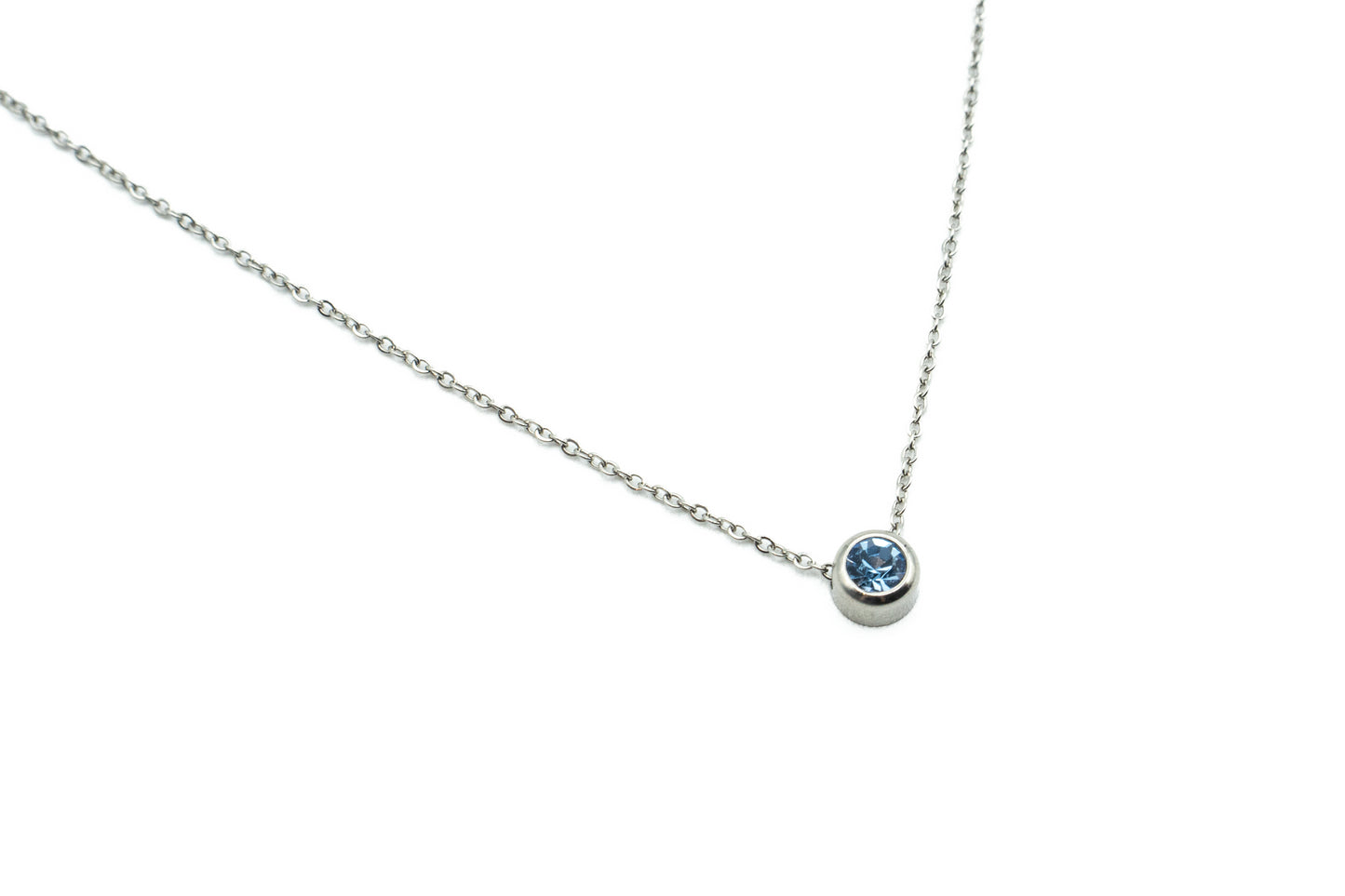 Collier - Bleu Pale - Argent - Rouge Inox