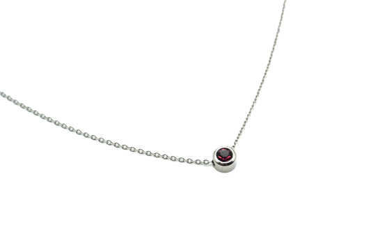 Necklace - Mauve - Silver - Red Stainless Steel